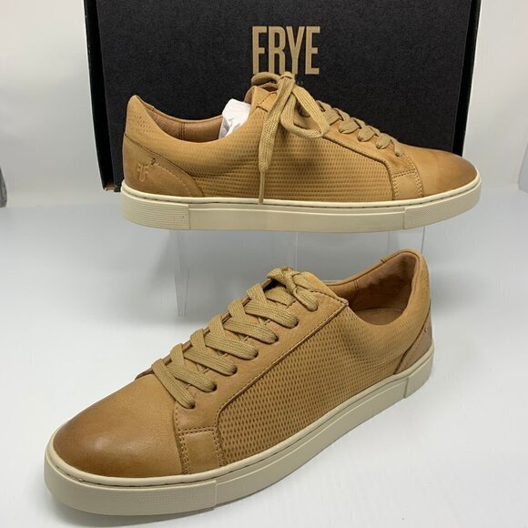 Frye Ivy Sneakers Size 8.5 Tan Leather Diamond NIB New - Picture 7 of 8